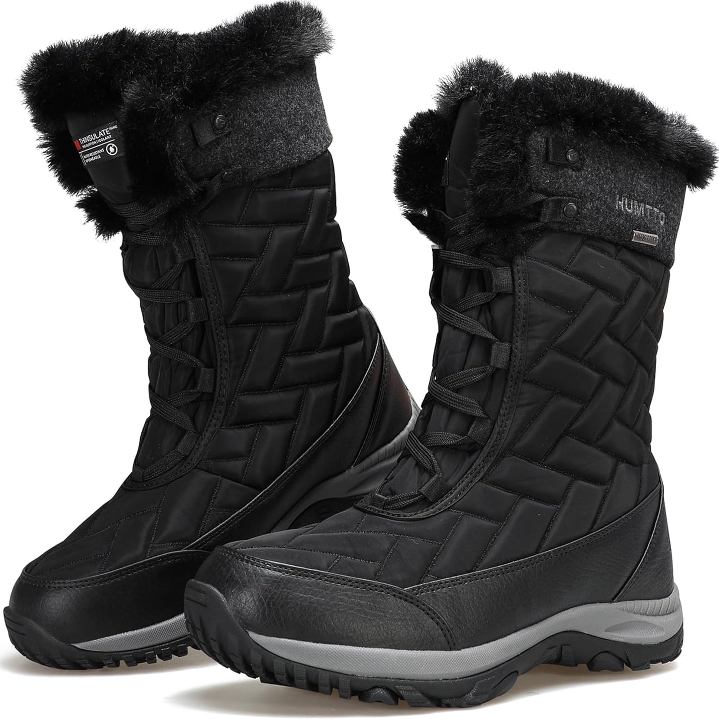 HUMTTO Women's Winter Warm Waterproof Snow Boots Lightweight Non-Slip Faux Fur Lined Ankle Booties