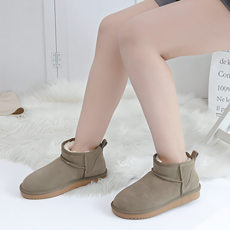 Womens Ultra Mini Winter Boots with Arch Support | Suede Ankle Booties