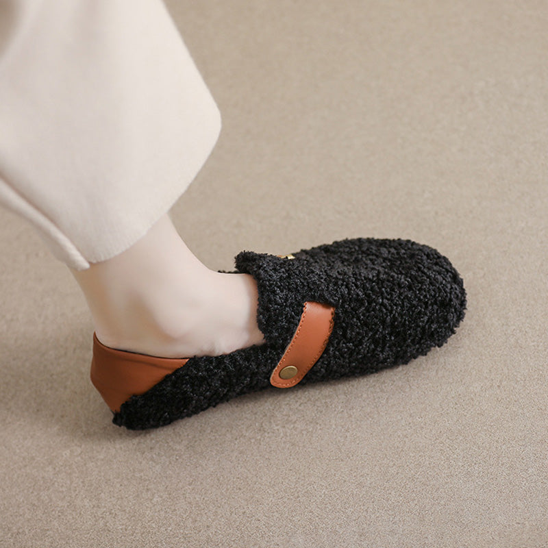 Womens Cozy Fleece Flats with Arch Support | Warm Teddy-Style Loafers