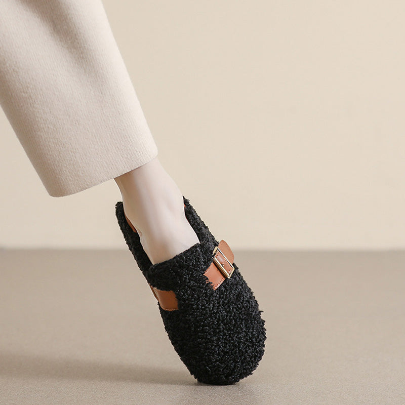 Womens Cozy Fleece Flats with Arch Support | Warm Teddy-Style Loafers
