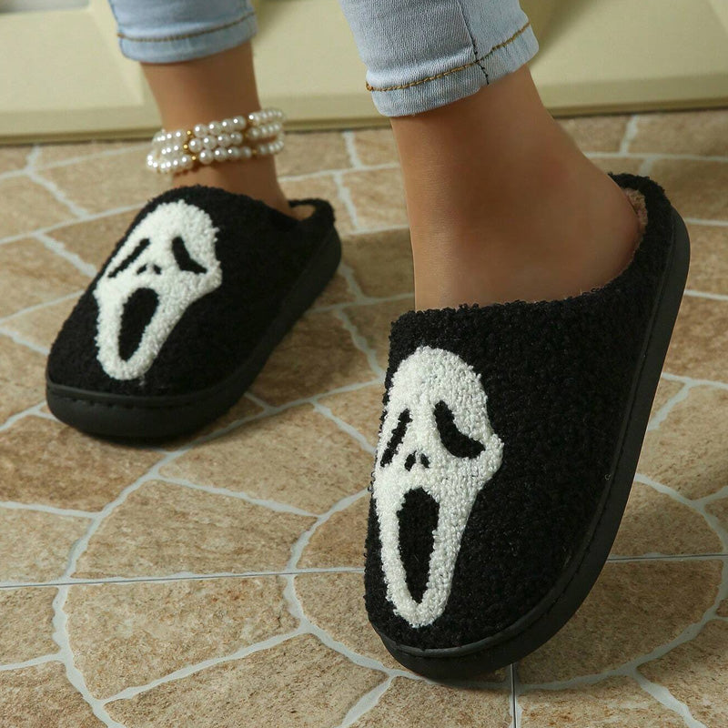HUMTTO Spooky Halloween Slippers -Cozy Plush Ghost Pumpkin Home Shoes