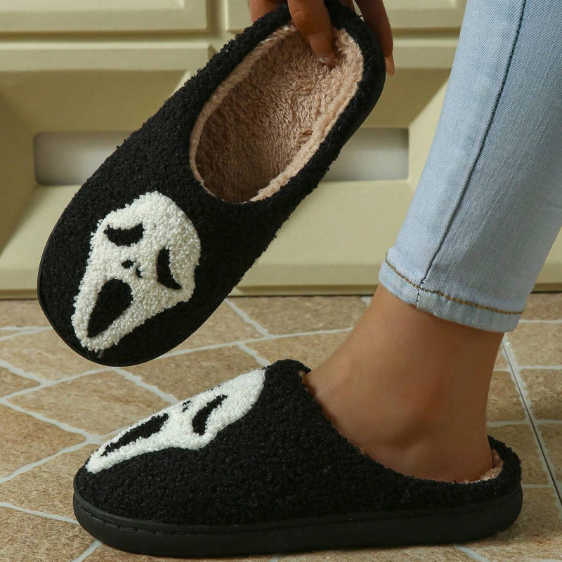 HUMTTO Spooky Halloween Slippers -Cozy Plush Ghost Pumpkin Home Shoes