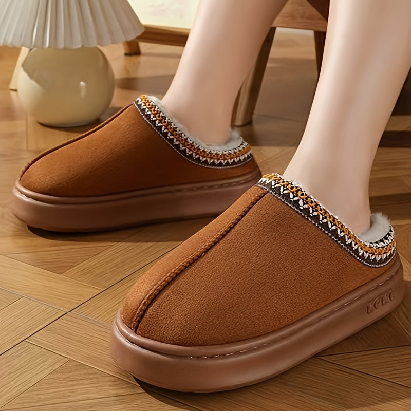 HUMTTO Unisex Suede Slippers–Warm Plush Fleece Lined, Non Slip Comfort