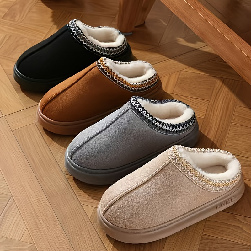 HUMTTO Unisex Suede Slippers–Warm Plush Fleece Lined, Non Slip Comfort
