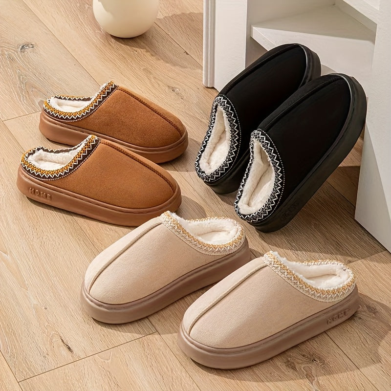 HUMTTO Unisex Suede Slippers–Warm Plush Fleece Lined, Non Slip Comfort