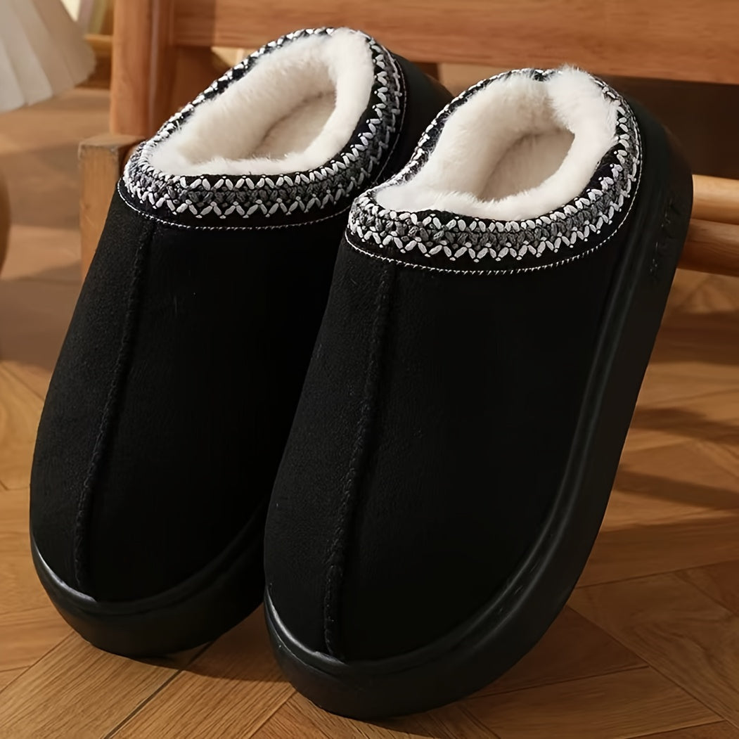 HUMTTO Unisex Suede Slippers–Warm Plush Fleece Lined, Non Slip Comfort