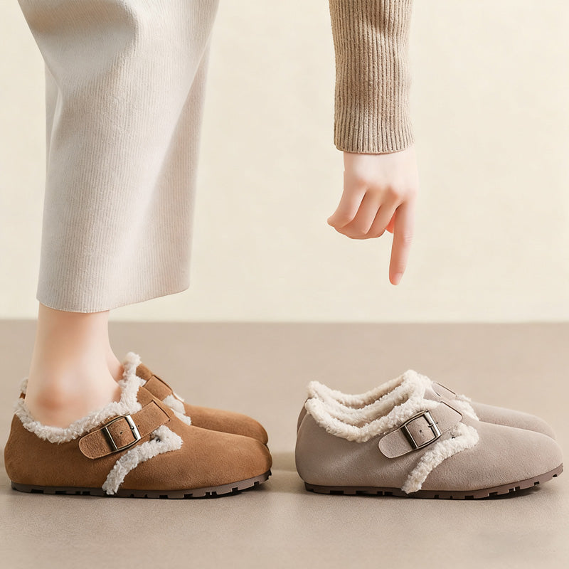 Womens Cozy Suede Clogs with Arch Support | Plush Fleece Lined Shoes