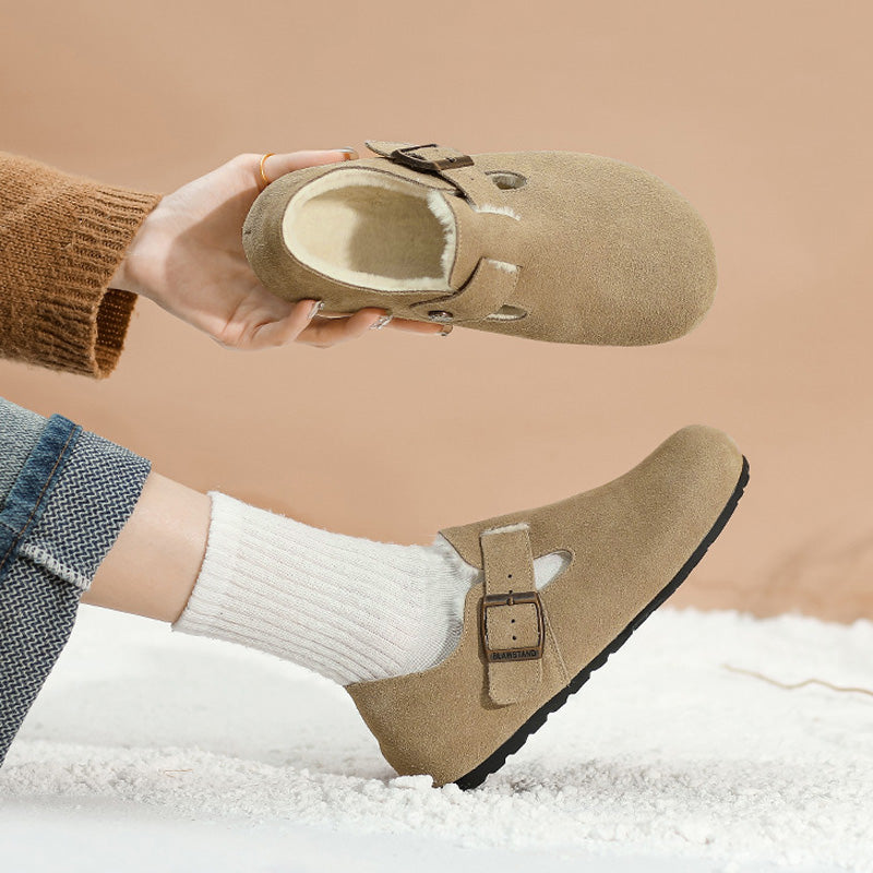 Womens Fleece Lined Suede Loafers with Arch Support | Buckle Shoes