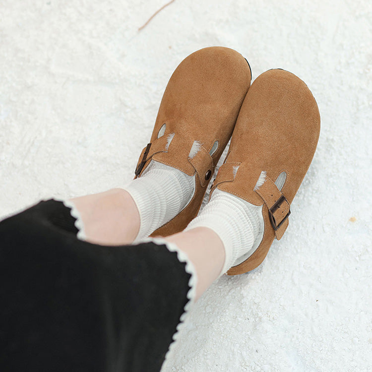 Womens Fleece Lined Suede Loafers with Arch Support | Buckle Shoes