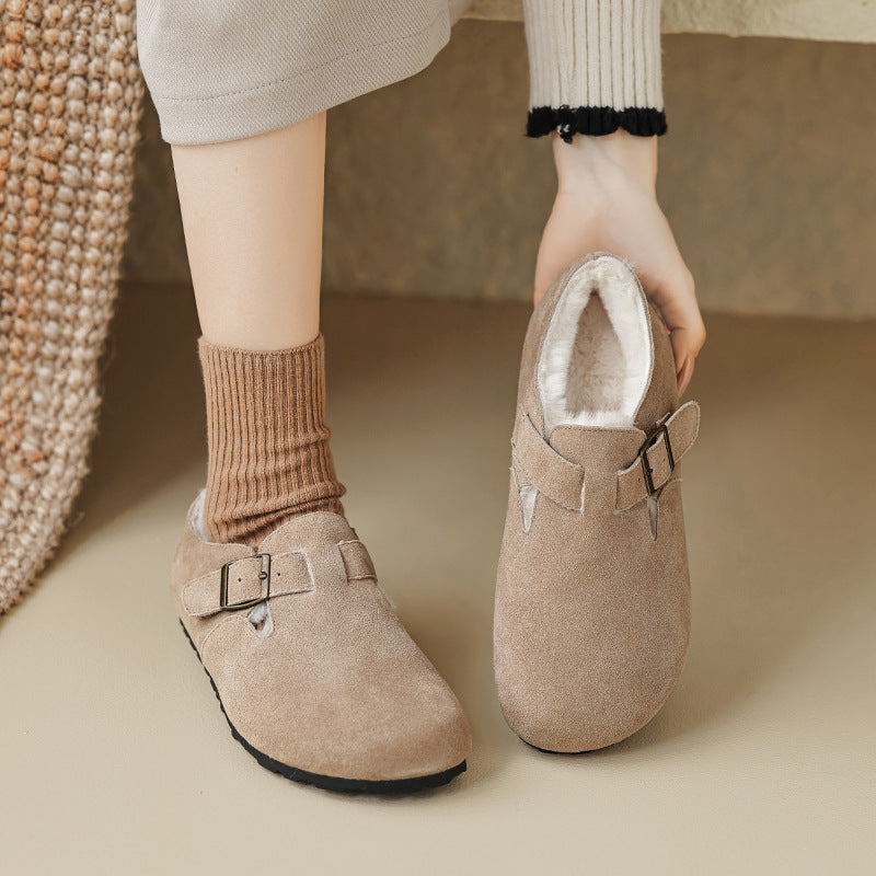Womens Fleece Lined Suede Loafers with Arch Support | Buckle Shoes