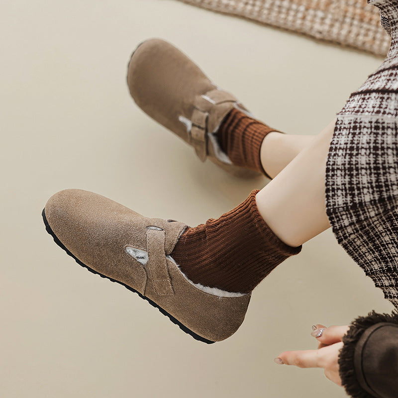 Womens Fleece Lined Suede Loafers with Arch Support | Buckle Shoes
