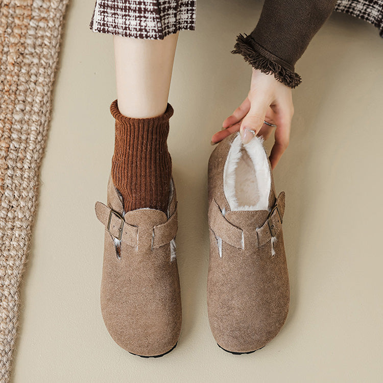 Womens Fleece Lined Suede Loafers with Arch Support | Buckle Shoes