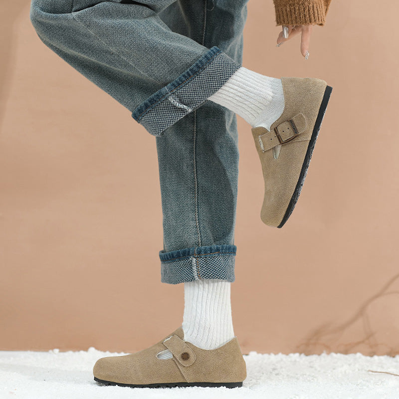 Womens Fleece Lined Suede Loafers with Arch Support | Buckle Shoes