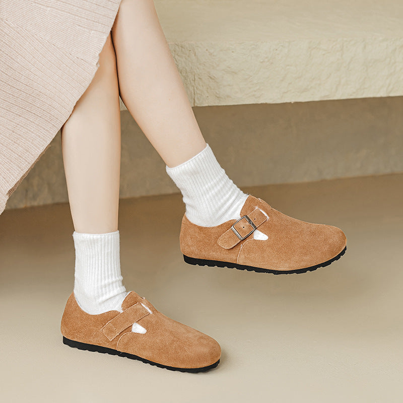 Womens Fleece Lined Suede Loafers with Arch Support | Buckle Shoes