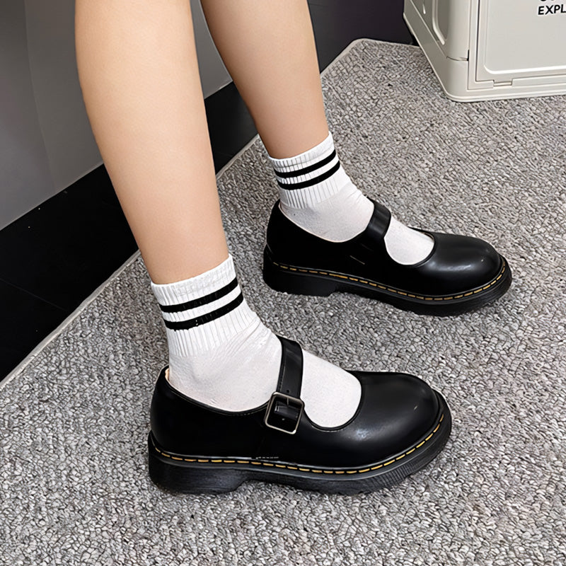 Womens Orthopedic Mary Jane Flats | Classic Leather Everyday Shoes