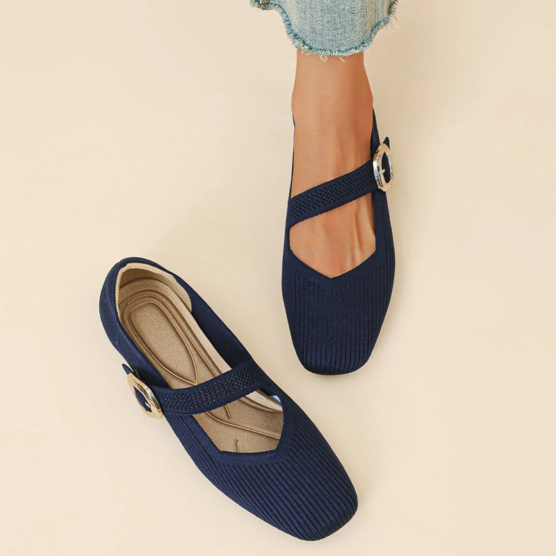 Womens Orthopedic Mary Jane Flats | Square Toe Breathable Knit Shoes