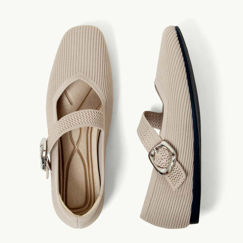 Womens Orthopedic Mary Jane Flats | Square Toe Breathable Knit Shoes