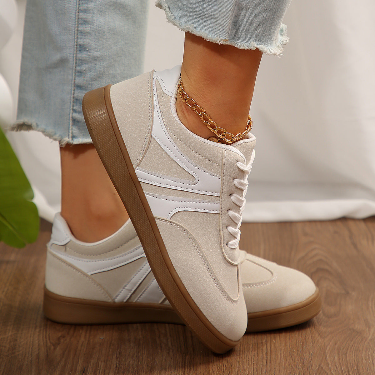 Women’s Supportive Wide Fit Lace-Up Sneakers–Orthopedic Casual Trainers