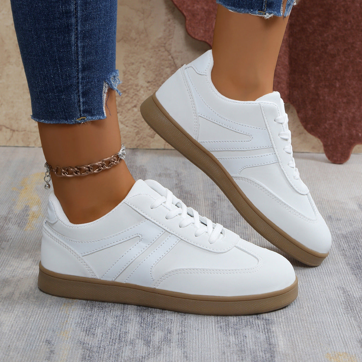 Women’s Supportive Wide Fit Lace-Up Sneakers–Orthopedic Casual Trainers