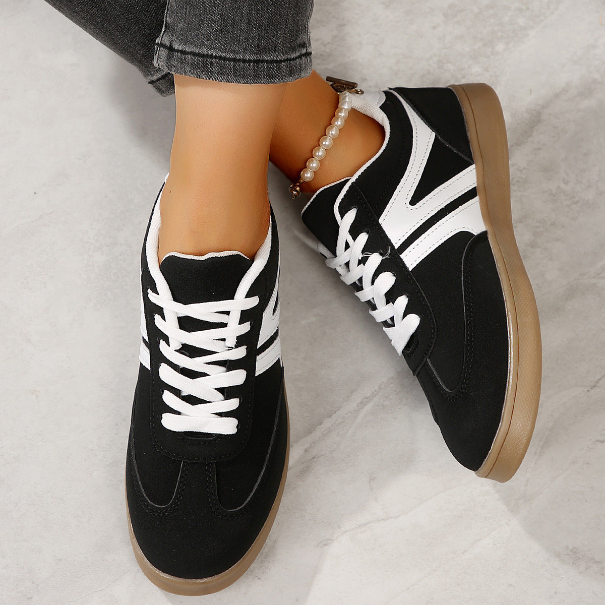 Women’s Supportive Wide Fit Lace-Up Sneakers–Orthopedic Casual Trainers