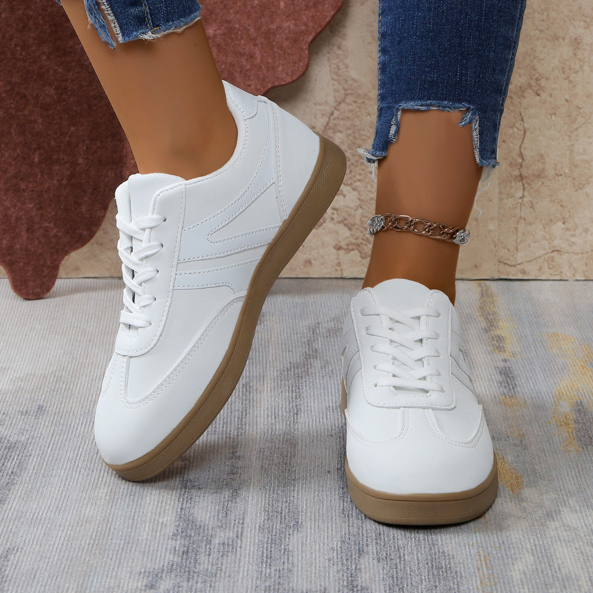 Women’s Supportive Wide Fit Lace-Up Sneakers–Orthopedic Casual Trainers
