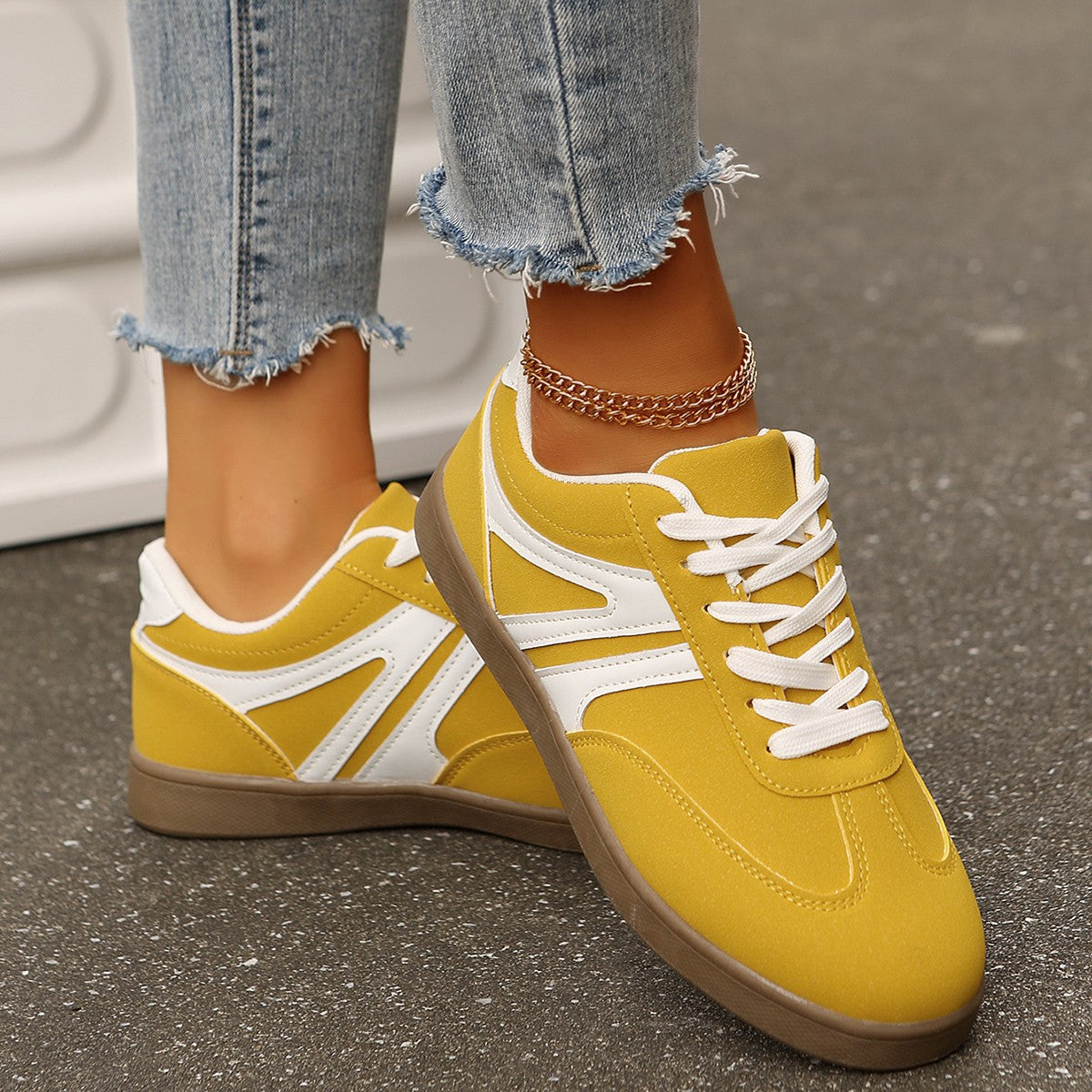 Women’s Supportive Wide Fit Lace-Up Sneakers–Orthopedic Casual Trainers