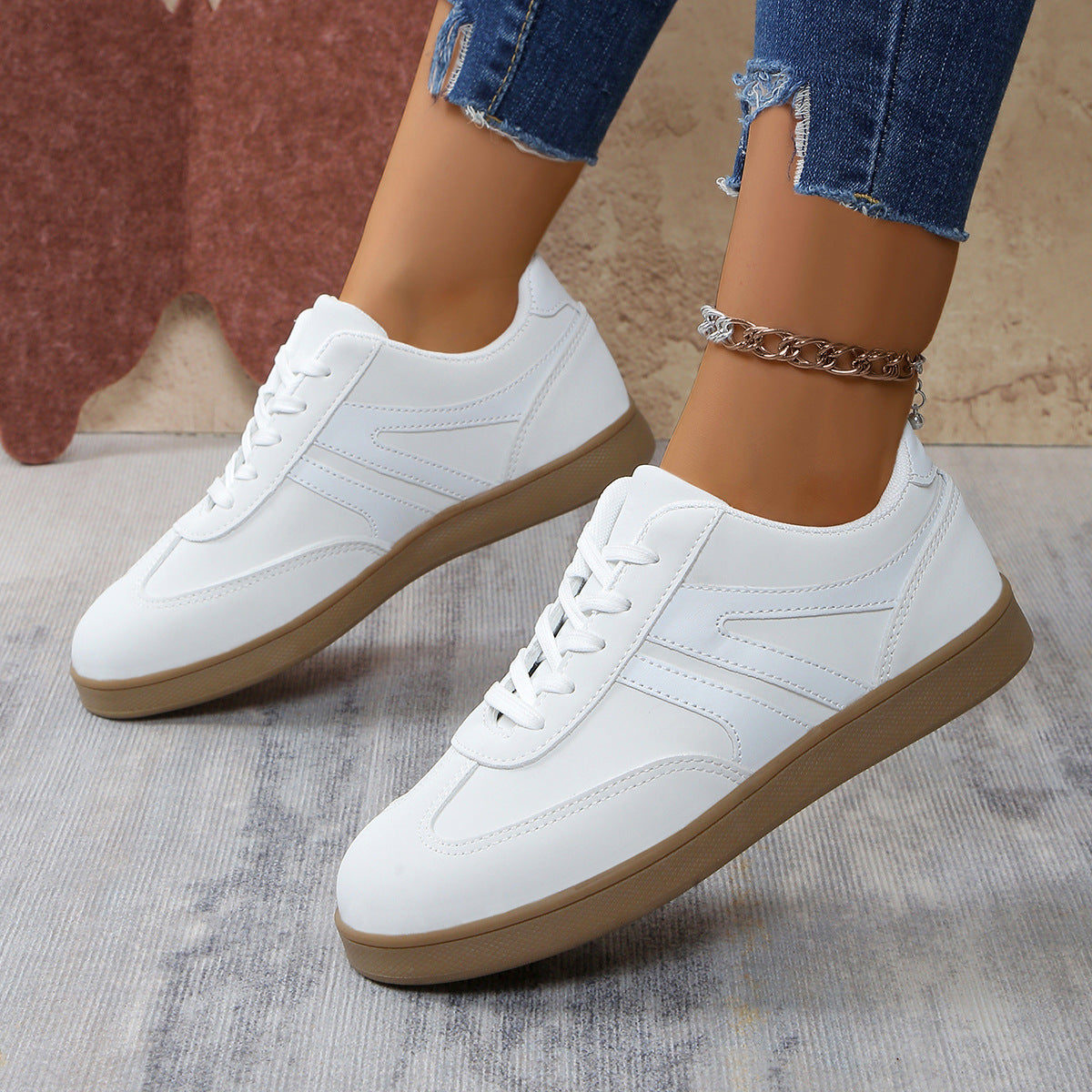 Women’s Supportive Wide Fit Lace-Up Sneakers–Orthopedic Casual Trainers