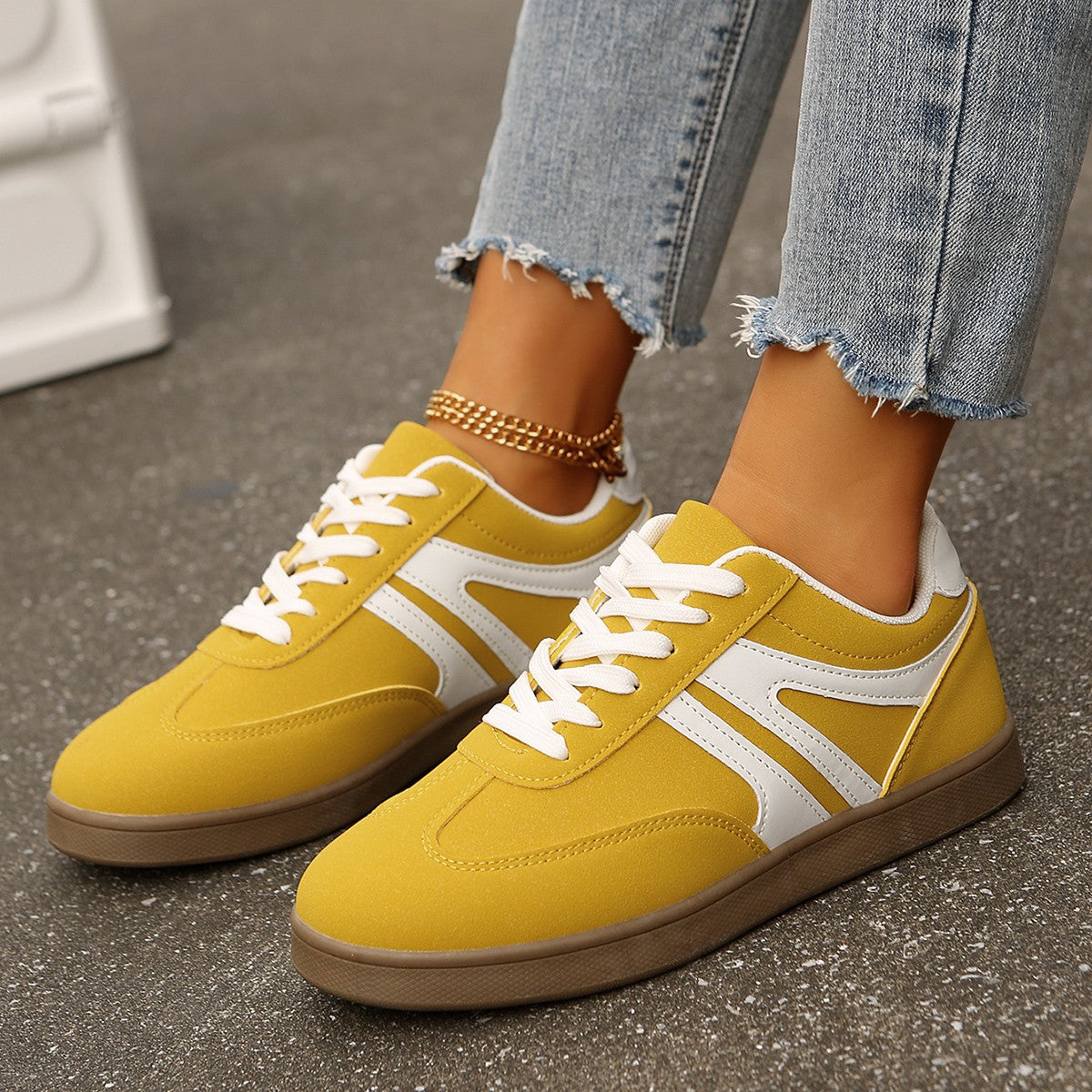 Women’s Supportive Wide Fit Lace-Up Sneakers–Orthopedic Casual Trainers