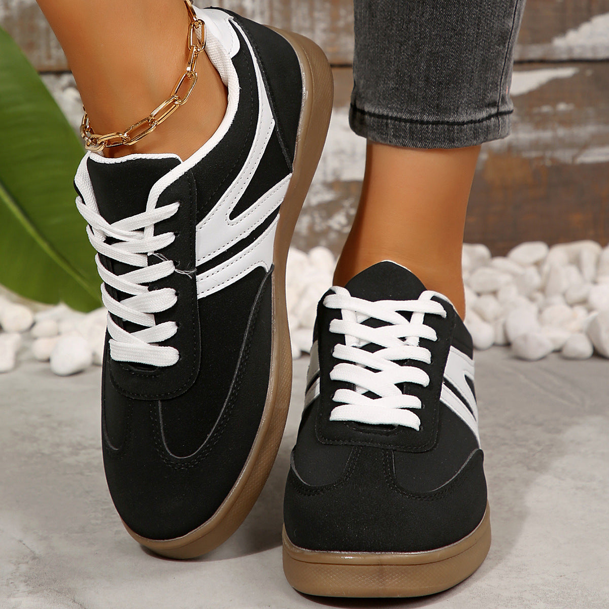 Women’s Supportive Wide Fit Lace-Up Sneakers–Orthopedic Casual Trainers