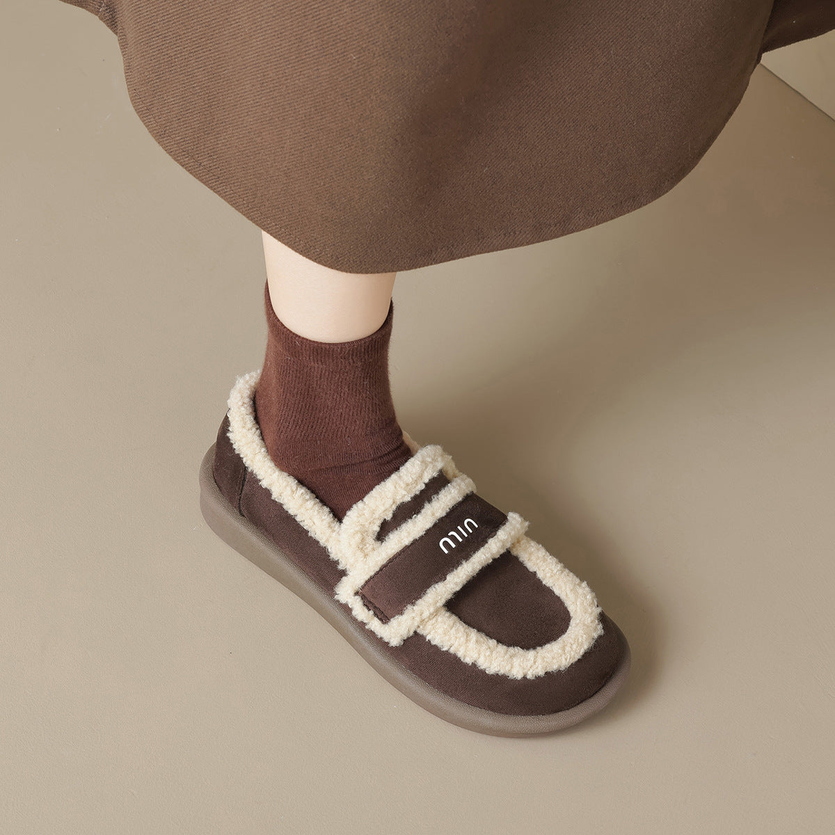 Womens Orthopedic Fleece Loafers | Warm Vegan Suede Slip-On Shoes