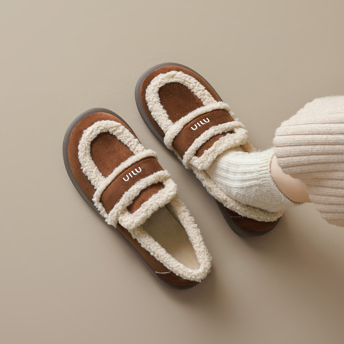 Womens Orthopedic Fleece Loafers | Warm Vegan Suede Slip-On Shoes
