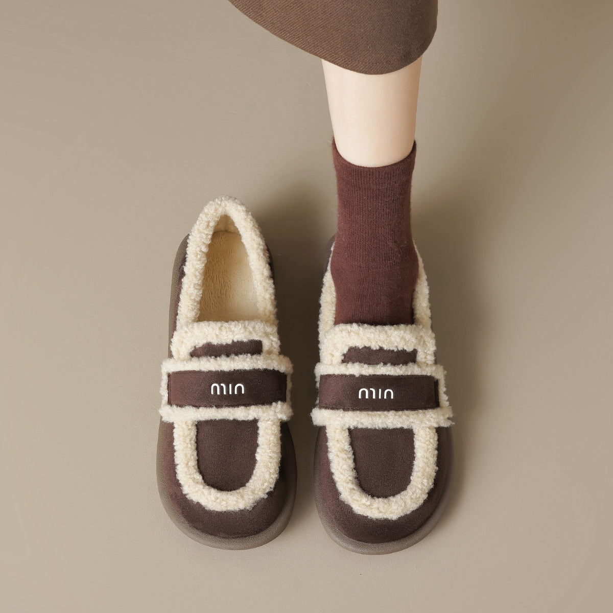 Womens Orthopedic Fleece Loafers | Warm Vegan Suede Slip-On Shoes