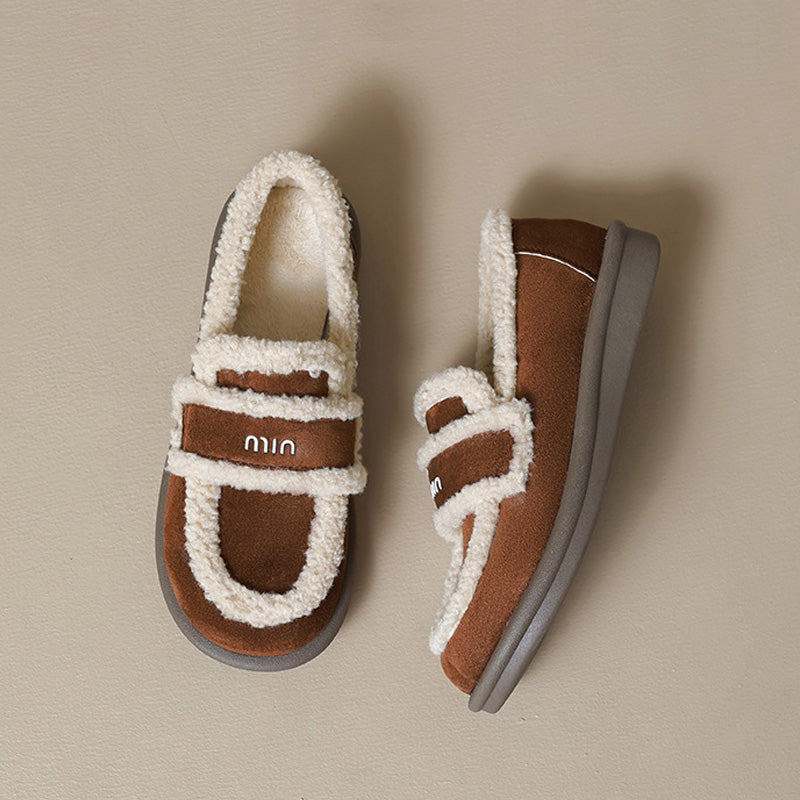 Womens Orthopedic Fleece Loafers | Warm Vegan Suede Slip-On Shoes