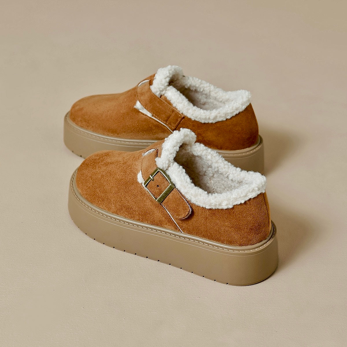 Womens Platform Mary Janes with Arch Support | Suede Fleece-Lined Shoes