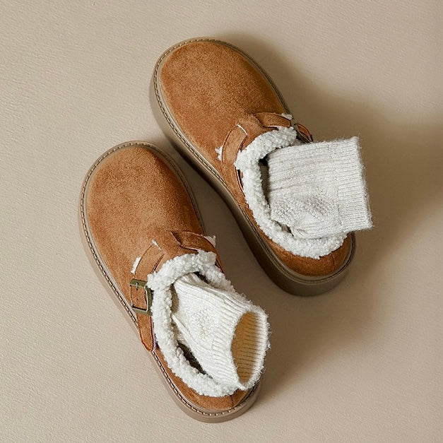Womens Platform Mary Janes with Arch Support | Suede Fleece-Lined Shoes