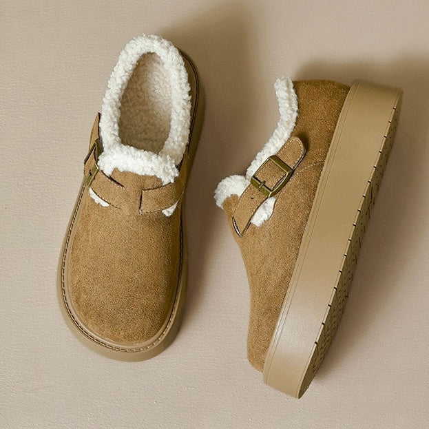 Womens Platform Mary Janes with Arch Support | Suede Fleece-Lined Shoes