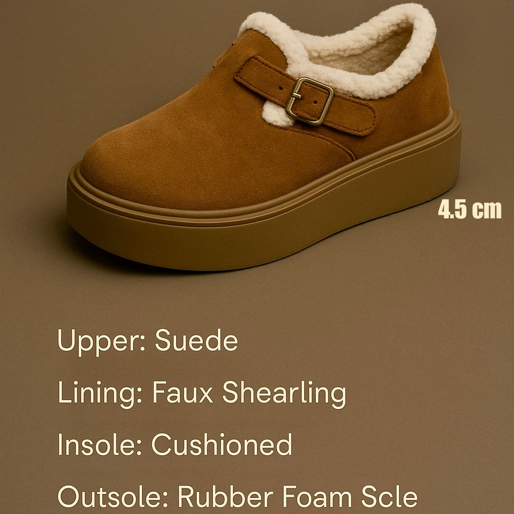 Womens Platform Mary Janes with Arch Support | Suede Fleece-Lined Shoes