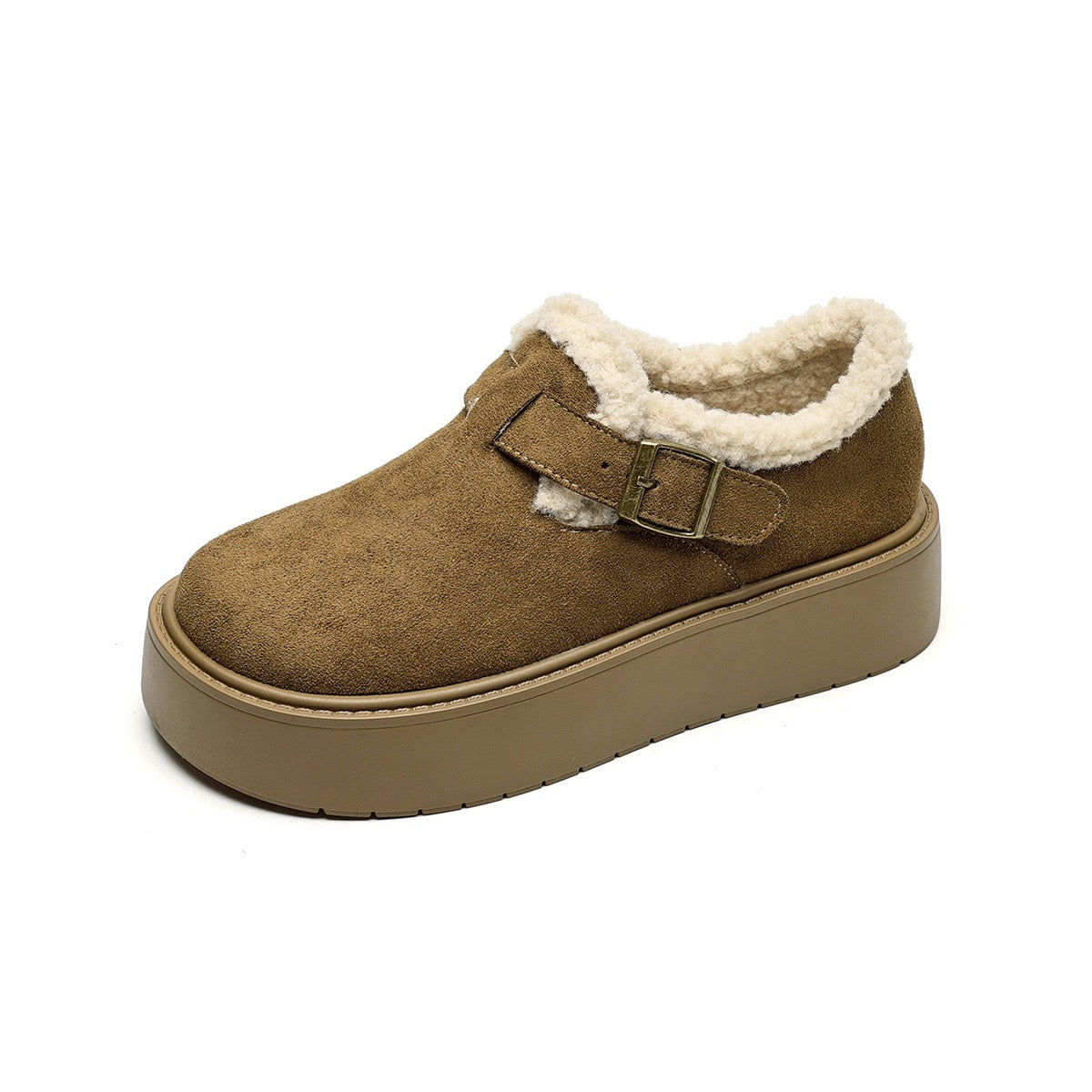 Womens Platform Mary Janes with Arch Support | Suede Fleece-Lined Shoes