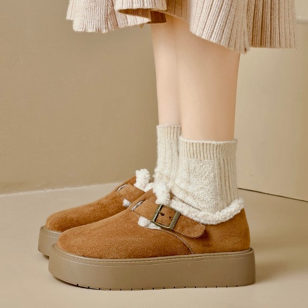 Womens Platform Mary Janes with Arch Support | Suede Fleece-Lined Shoes