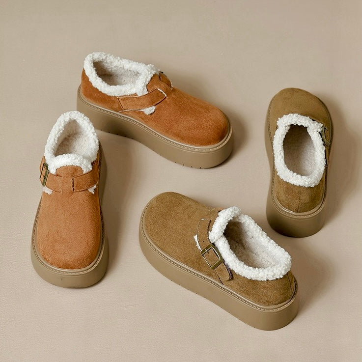 Womens Platform Mary Janes with Arch Support | Suede Fleece-Lined Shoes