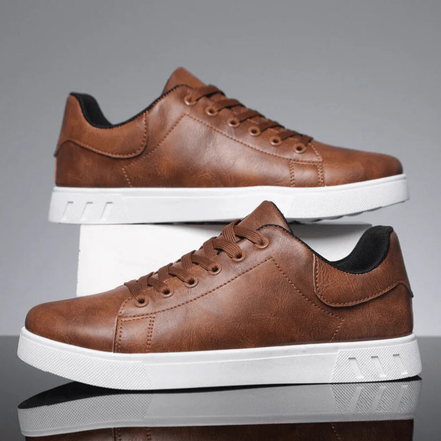 Humtto Ergonomic Leather Sneakers for Men with All-Day Support