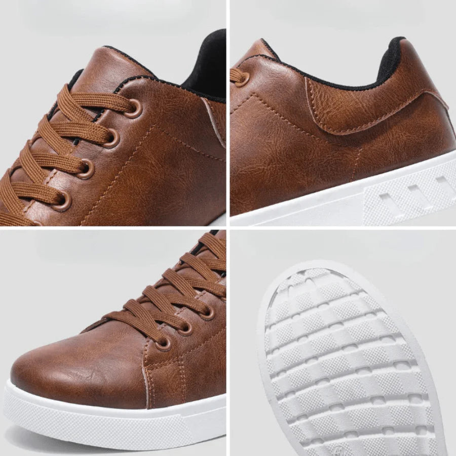 Humtto Ergonomic Leather Sneakers for Men with All-Day Support
