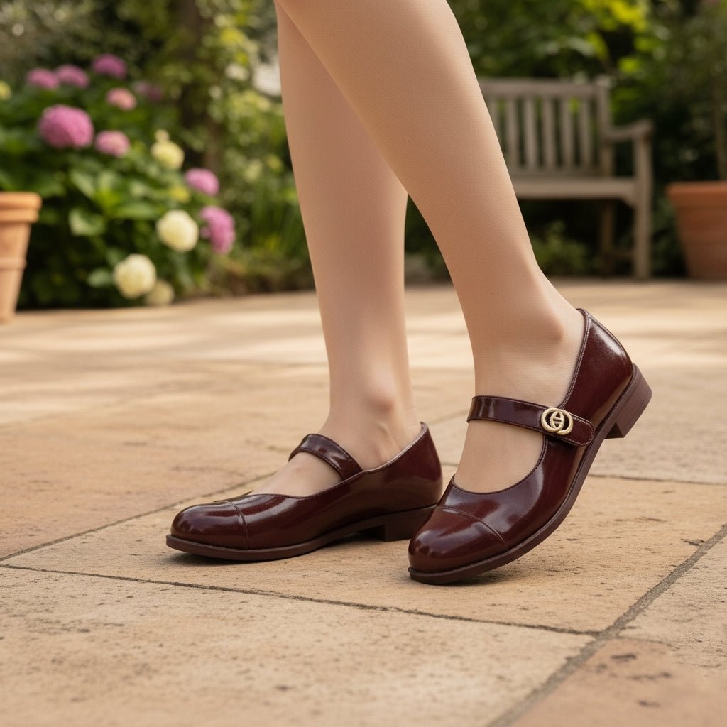 Humtto Premium Leather Mary Jane Flats | Orthopedic Arch Support for All - Day Pain Relief - Humtto UK