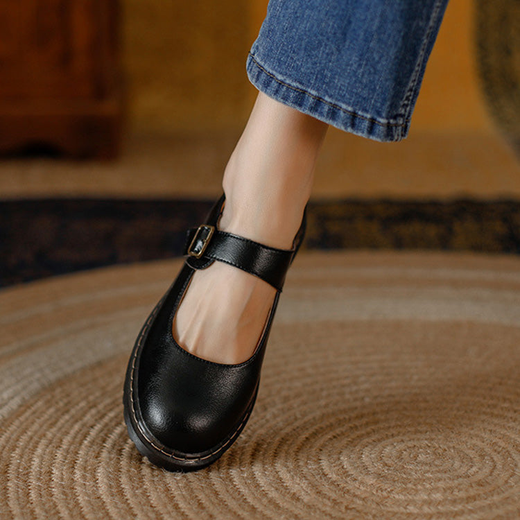 Womens Orthopedic Mary Jane Flats | Classic Leather Everyday Shoes