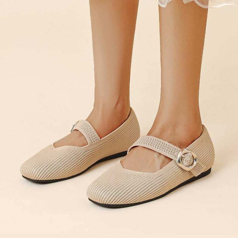 Womens Orthopedic Mary Jane Flats | Square Toe Breathable Knit Shoes