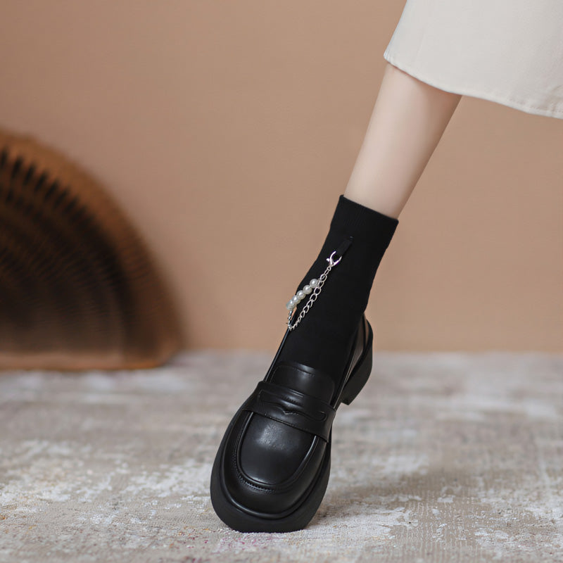Womens Slip-On Chunky Loafers for Pain Relief | Wide Fit Comfort Shoes