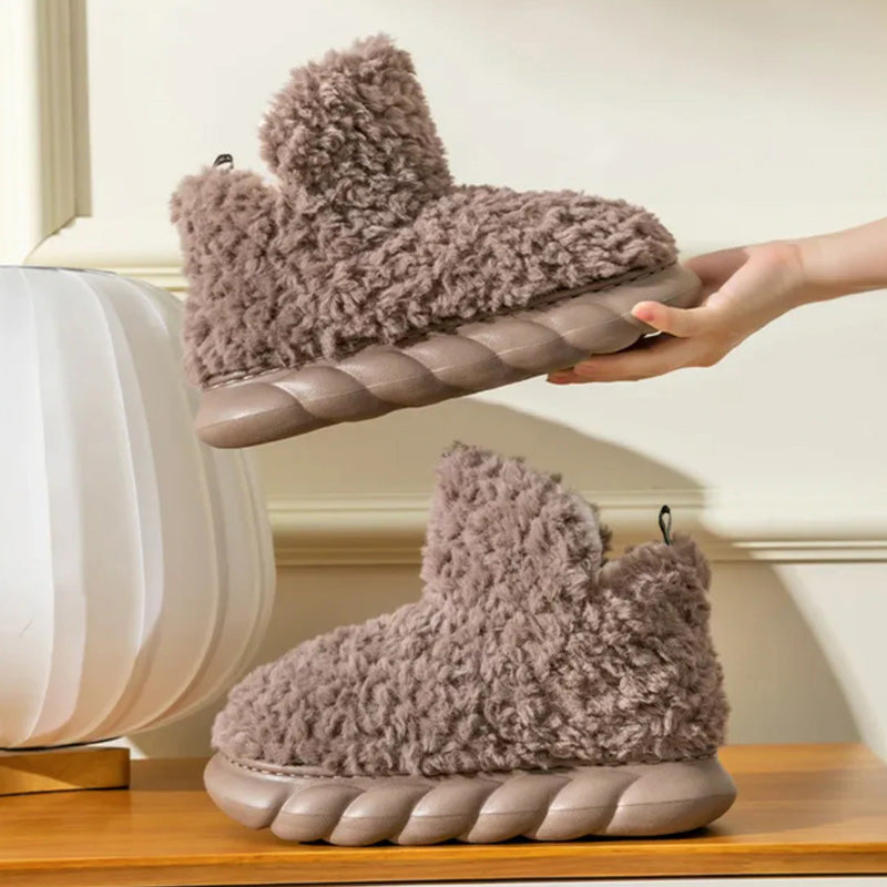 Humtto Women’s Warm Ankle Boots – Plush Fleece Lined Winter Slippers