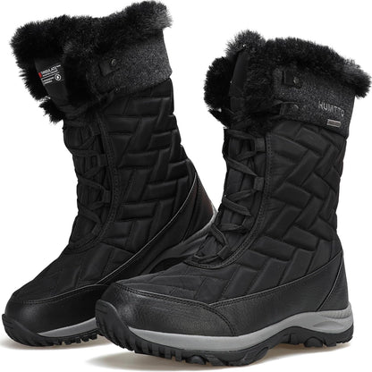 HUMTTO Women's Winter Warm Waterproof Snow Boots Lightweight Non-Slip Faux Fur Lined Ankle Booties