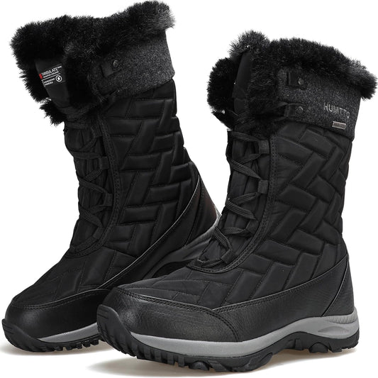 HUMTTO Women's Winter Warm Waterproof Snow Boots Lightweight Non-Slip Faux Fur Lined Ankle Booties