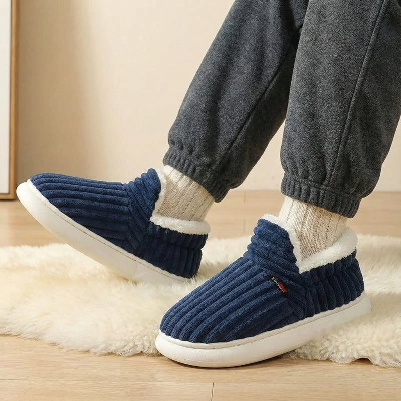 Couples Corduroy Slipper Boots | Warm Fleece Lined with Arch Support